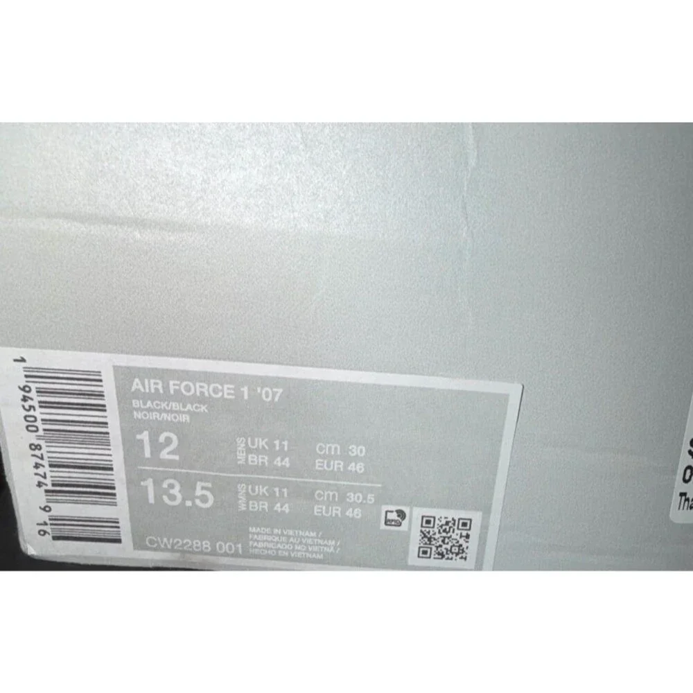 NIKE AIR FORCE 1 ‘07 TRIPLE BLACK SIZE 12M